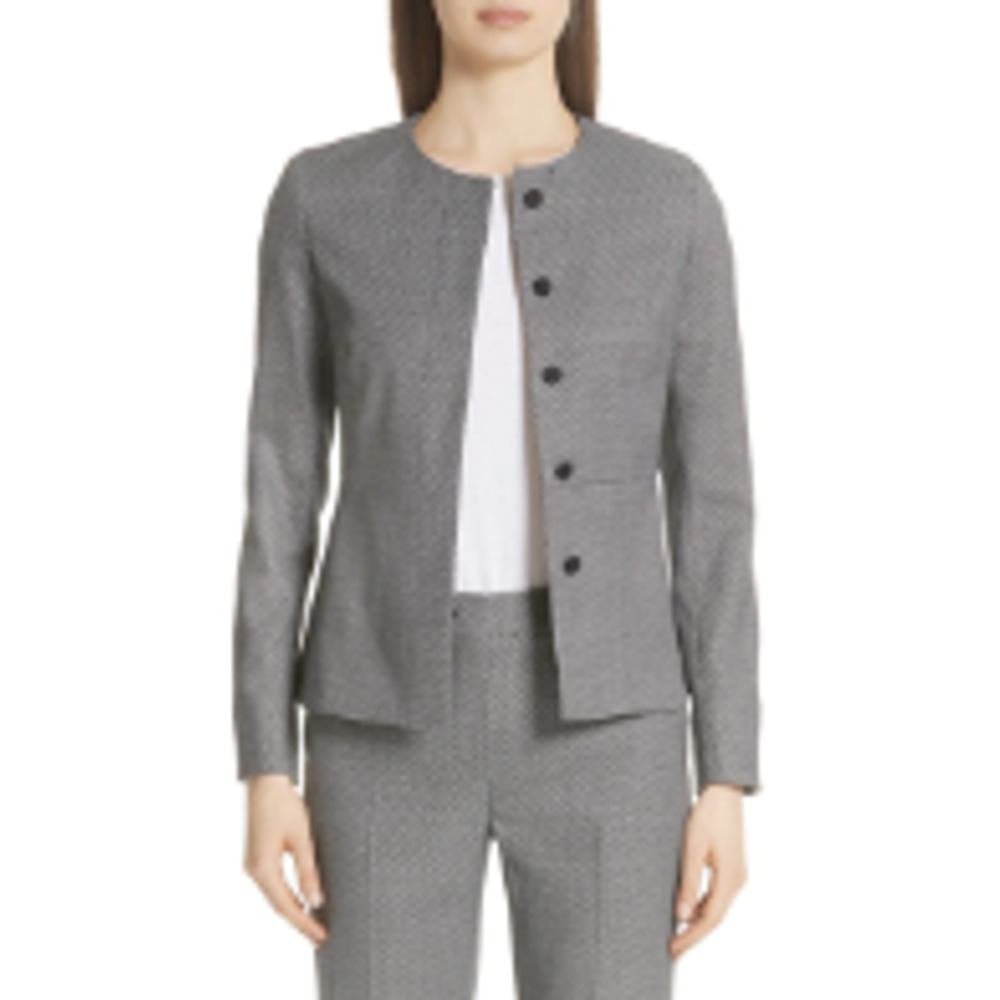 Max Mara Women’s Peplum Fitted Wool Silk Elastane Office Minimalist Lined Blazer